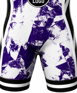 SINGLET DE LUCHA SINEWY para Hombre, Sublimado Personalizado, Estampado Morado y Blanco, Ajustado, Transpirable y Elástico - Product Image 6