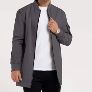 Blouson d'aviateur en zinc-Coupe régulière avec encolure de baseball, poches sur les manches et les hanches et design élégant prêt pour la fête - Product Image 3