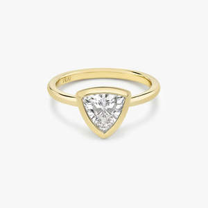 Anillo de Compromiso de Diamante Natural de Corte Trillón, Lujoso y Premium, con Elegante Engaste de Bisel, Oro Amarillo de 18k, 3g, para Mujer - Product Image 6