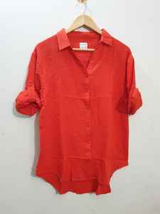 Women's Loose Plaid Solid Casual <b>Tops</b> Short Length <b>Long</b> Sleeve Lapel Button Woven Shirt with Irregular Hem Breathable Woven - Product Image 6