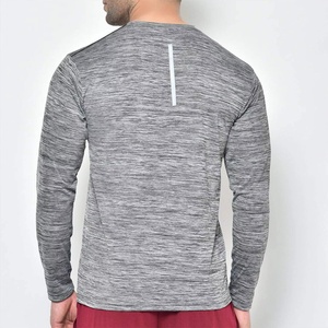 Camiseta deportiva sólida para hombre, camisetas de compresión de manga larga, ropa de entrenamiento de secado rápido, serigrafía personalizada, 100% algodón - Product Image 2