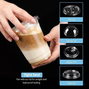 Gobelets en plastique transparent PET de 16 oz avec couvercles à bec verseur sans paille, personnalisables avec logo Cundao - Product Image 6