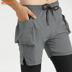 Pantalones cortos informales de nuevo estilo para hombre, cintura elástica, ropa deportiva transpirable de secado rápido con cordón, ropa informal ligera con bolsillos sólidos - Product Image 4