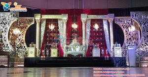 Conjunto de escenario de Walima musulmán seductor, telón de fondo de boda, decoración de escenario, espléndido conjunto de escenario de recepción de boda - Product Image 5