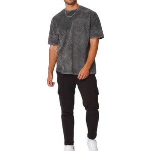 T-shirt délavé à l'acide couleur unie, meilleur design, faible MOQ, 100% coton, couleur personnalisée, pour homme, service OEM 2026 - Product Image 2