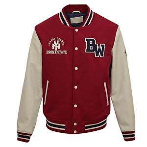 Veste universitaire en mélange de laine à la mode avec des patchs brodés audacieux vêtements d'extérieur à la mode en gros - Product Image 1