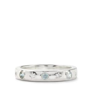 Bague en zircon bleu avec topaze blanche en argent sterling plaqué rhodium 0,35 ct - Product Image 2