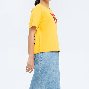 Camisetas de manga corta de alta calidad para mujer, ropa al por mayor con cuello redondo estampado a la moda - Product Image 2