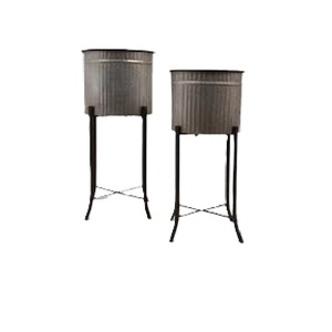 Lot de trois jardinières rectangulaires en métal galvanisé avec supports Lits de jardin surélevés pour l'extérieur et le patio - Product Image 6