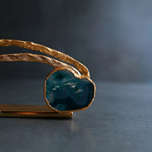 Porte-serviettes en pierre d'agate de luxe avec cadre en métal doré Organisateur de table décoratif élégant pour salle à manger et événements - Product Image 5