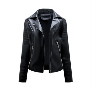 Nouveau printemps femmes Faux cuir Biker veste col rabattu PU coton doublure respirant toile vêtements d'extérieur pour la moto - Product Image 2