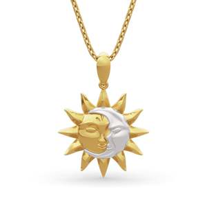 Collier tendance Jeulia en argent sterling soleil et lune bicolore, cadeau idéal - Product Image 1