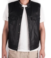 Gilet en cuir d'agneau véritable pour homme de haute qualité, col montant, personnalisable OEM, séchage rapide, motif dessin animé, vente en gros