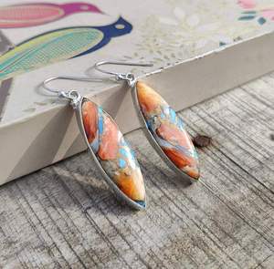 Pendientes Largos Bohemios de Plata de Ley 925 con Turquesa Espinosa Natural, Chapados en Plata, Certificados por GIA, para Boda - Product Image 6