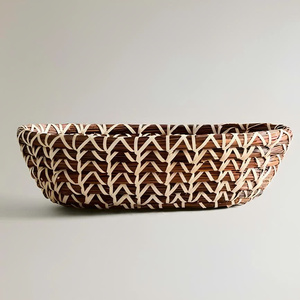 Vietnam Handwoven Seagrass Serving <b>Basket</b> with Creative Ring Handle Design Eco-Friendly Home Decor <b>Storage</b> Solution Wholesale - Product Image 1