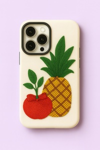เคสโทรศัพท์ผ้านิ่มปักลายแครอทพร้อมพื้นหลังสีเบจสีส้ม - Product Image 2