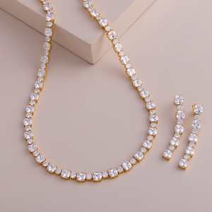 Delicate Diamond Accent 92.5 Silver <b>Necklace</b> for Wedding Occasions - Product Image 2