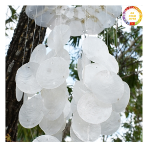 Discos blancos redondos naturales de concha Capiz con agujeros a granel al por mayor para carillones de viento hechos a mano decoración de cortinas y joyería DIY - Product Image 5