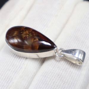 Estilo romántico Natural mexicano fuego ágata plata colgante suave cabujón piedra preciosa bisel ajuste amante regalo joyería cristianos - Product Image 1