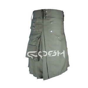 กระโปรงอเนกประสงค์สำหรับผู้ชายผ้าคอตตอนสีเทาทนทานพร้อมรายละเอียดที่ทันสมัย - Product Image 6