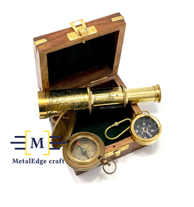 ชุดการเดินเรือใหม่เข็มทิศทองเหลืองกล่องไม้เข็มทิศเข็มทิศทำด้วยมือของขวัญส่งเสริมการขายส่วนบุคคลองค์กร - Product Image 2