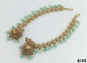 PENDIENTES JUMKHAS TRADICIONALES INDIOS Y KUNDAN CHAPADO EN ORO CON PENDIENTES DE PERLAS PARA MUJERES Y NIÑAS - Product Image 3