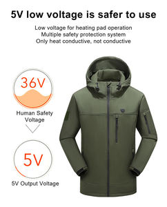 Зимний водонепроницаемый пуховик из углеродного волокна с подогревом, тепловое пальто с капюшоном для улицы - Product Image 3