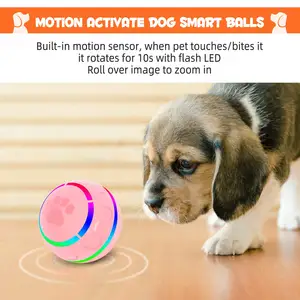 كرة لعبة ذكية للحيوانات الأليفة مع فلاش LED لعبة كلب تفاعلية بالجملة كرة دوارة أوتوماتيكية قابلة للشحن مع وصلة USB لعبة كرة للحيوانات الأليفة ترتد