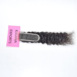 Indian <b>Hair</b> <b>Extension</b> 100% Human Virgin Remy Cuticle Aligned Natural Black <b>Color</b> Deep Wave Loose Closure 2*6 - Product Image 4