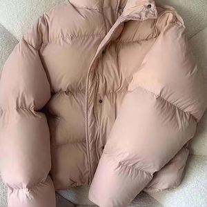 Women's Y2K Winter Warm Puffer Jacket Parka Hood Short Coat Breathable Canvas Outwear Sheep Skin Leather <b>Cotton</b> <b>Padded</b> Outdoor - Product Image 1