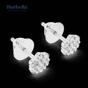 Pendientes de racimo de diamantes de Plata de Ley 925 estilo hip hop helado con diseño de margaritas con rosca para mujer - Product Image 5