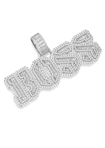 Pendentif en moissanite plaqué rhodium, style hip-hop, avec un design géométrique audacieux - Cadeau - Product Image 2