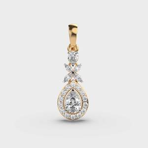 สร้อยคอจี้เพชรชุบทองคำ 18K หรูหรา รูปทรงหยดน้ำ พร้อมสายสร้อยแบบละเอียด - Product Image 3