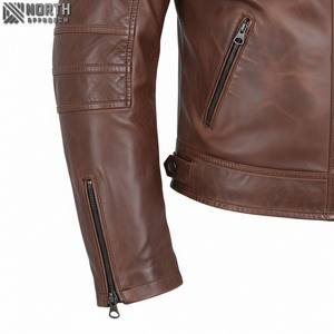 Blouson aviateur d'hiver en cuir camouflage pour homme avec fermeture à glissière Logo avant Style moto et motard - Product Image 4