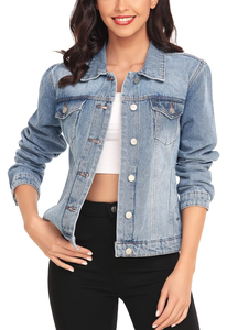 Venta superior WinPlus Size Chaqueta de mezclilla para mujer Turn Down Collar Pocket Chaqueta suelta para la temporada de invierno Use la chaqueta de mezclilla para mujer - Product Image 3