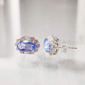 Boucles d'oreilles clous pour femmes, pierre précieuse naturelle tanzanite, pierre de naissance de décembre, bijoux faits à la main, argent sterling 925 - Product Image 4