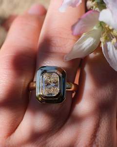 Ensemble de lunette bague de fiançailles bague en diamant cultivé en laboratoire certifié IGI 2.00 Ct Radiant Lab diamant bride Solitaire CVD bague en diamant VS1 - Product Image 1