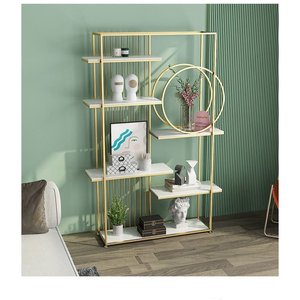 OVIC KTB68098 Decorative Display Shelf with Wooden Top and Iron Frame - Product Image 2
