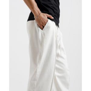 Pantalon plissé en lin sur mesure, style été formel/décontracté, tissu léger en laine tissée, 100% lin, fermetures éclair décorées, taille XL, coloré - Product Image 5