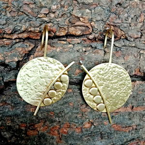 Handcrafted Hammered Brass <b>Earrings</b> | Modern Geometric Dangle <b>Earrings</b> | Boho Minimalist Brass Jewelry for Women - Product Image 3