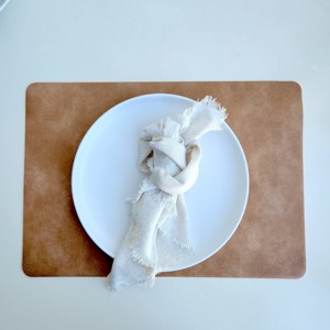 แผ่นรองจานหนังแท้ทำมือ ทนทาน เป็นมิตรกับสิ่งแวดล้อม หรูหรา สำหรับร้านอาหาร กันน้ำ ซักได้ ไม่ลื่น ทนความร้อน - Product Image 5