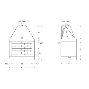 Chimenea de Leña Prefabricada de Estilo Abierto con Material Refractario QR100REF y Diseño de Pared Esquinera - Product Image 2