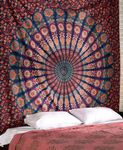 Couvre-lit Mandala de paon, literie, taille Queen, tapisseries, plusieurs couleurs, coton, fait à la main, magnifique, par des consignateurs indiens - Product Image 3