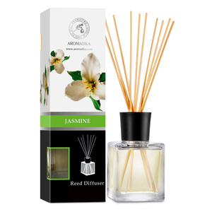 Aromatika Jasmine 200ml <b>Reed</b> <b>Diffuser</b> with Natural Essential <b>Oil</b> Long Lasting Floral Room Fragrance - Product Image 1
