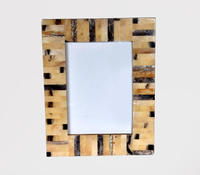 Cadre photo en os incrusté à rayures noires et blanches audacieuses, fait à la main, cadre photo décoratif moderne de luxe pour la décoration de la maison
