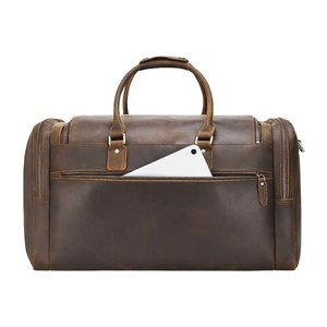 Custom Logo PU Fabric Zipper Cheap Overnight <b>Travel</b> Duffel <b>Bag</b> <b>Men</b> Large Capacity 100% Cowhide Leather Gym Duffle Weekender <b>Bags</b> - Product Image 3