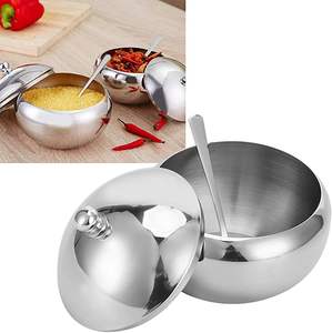 Sucrier en acier inoxydable Maison Design moderne Salière en acier inoxydable avec revêtement argenté avec logo personnalisé - Product Image 5