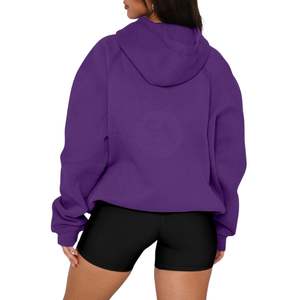Sweat-shirt à capuche pour femme à épaules tombantes, en molleton de haute qualité, uni, logo brodé personnalisé, pull oversize, streetwear - Product Image 2