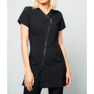 Tenue de travail style tunique zippée pour esthéticienne, spa, massage thaïlandais, uniforme pour hôtel, salon, réceptionniste - Product Image 2