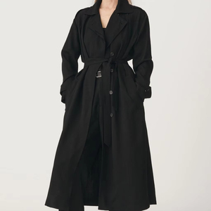 Abrigo Largo de Invierno para Mujer, Mezcla de Lana y Cachemira, Cierre de Un Solo Botón, Talla Grande, Transpirable, Bordado, Resistente al Viento, Cálido y Teñido - Product Image 1